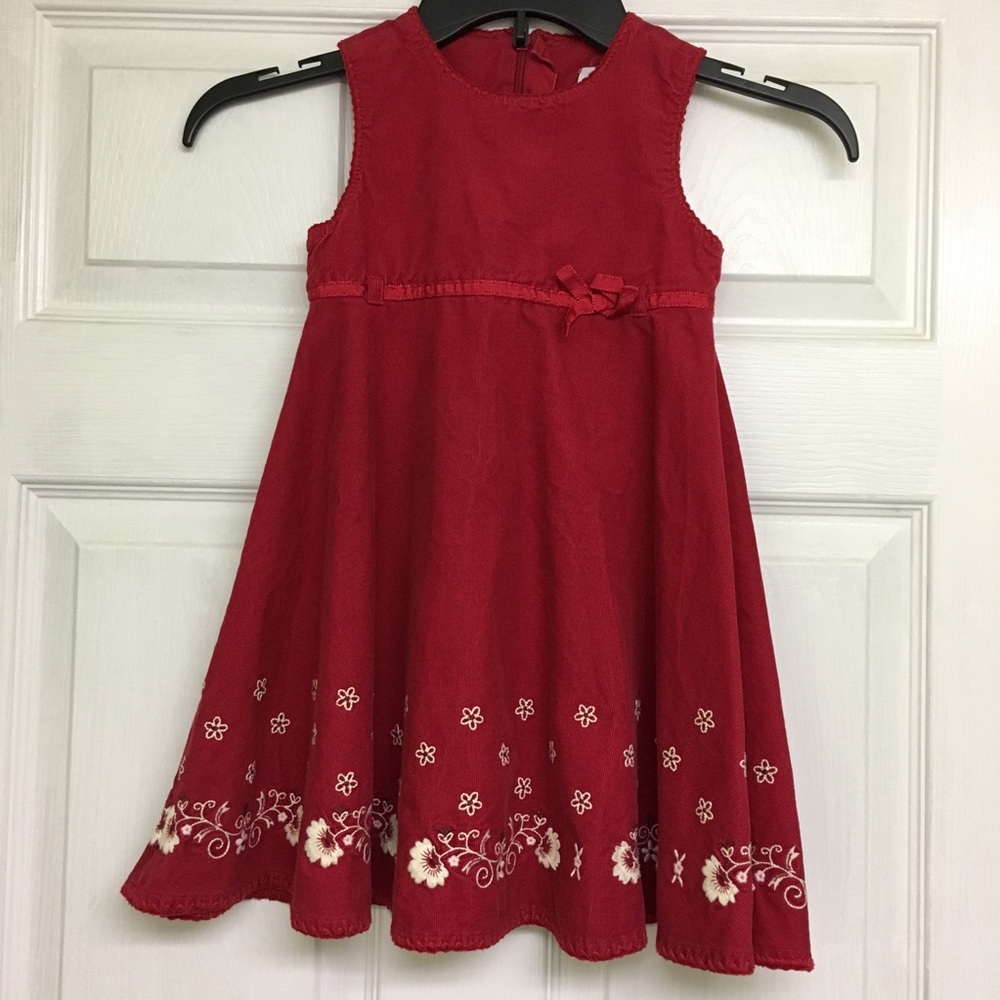 Baby Gap Toddler Embroidered Red Holiday Dress-3T